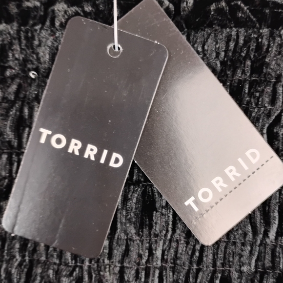 NWT Torrid Velvet Smocked Blouson Sleeve Top In Black Size Women's 3X - Picture 5 of 7